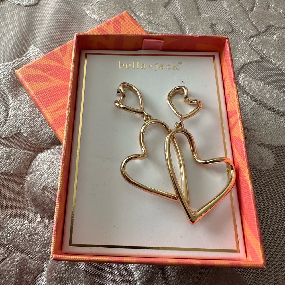 Bella Jack Gold Heart Drop Earrings